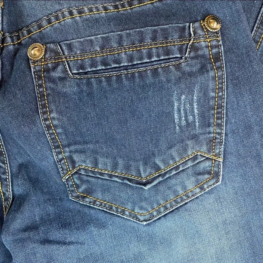 Blue Rag Dark Wash Mid Rise Distressed 5 Pockets Women's‎ Jeans Size 30